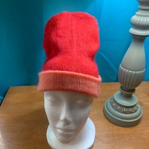 New Peach & Crimson Red Andean Mountain Beanie Cap Hat  Non-gender Winter Warmth